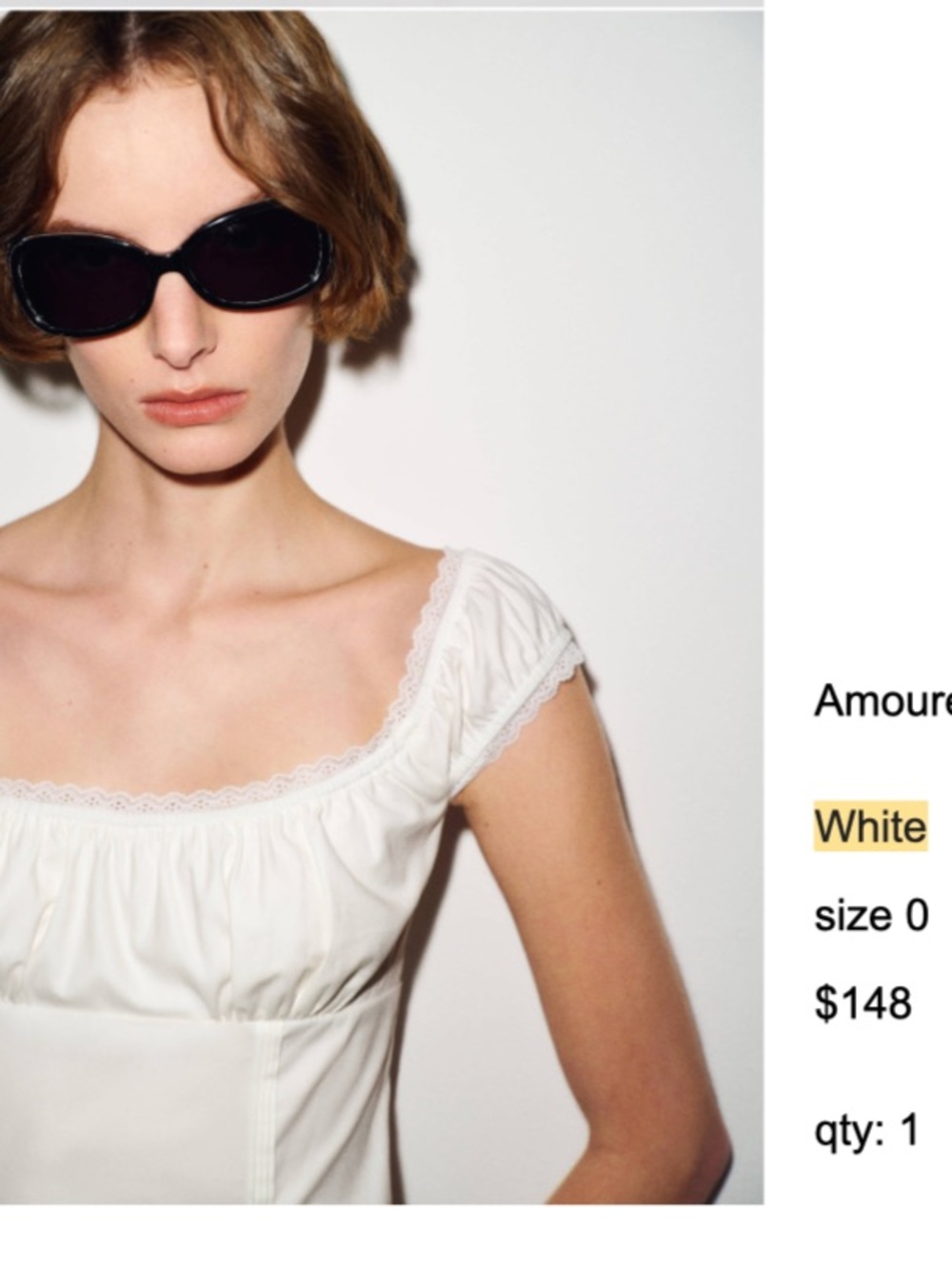 NEW WITH TAGS Reformation Amouret Lace Trim Top White Size 0